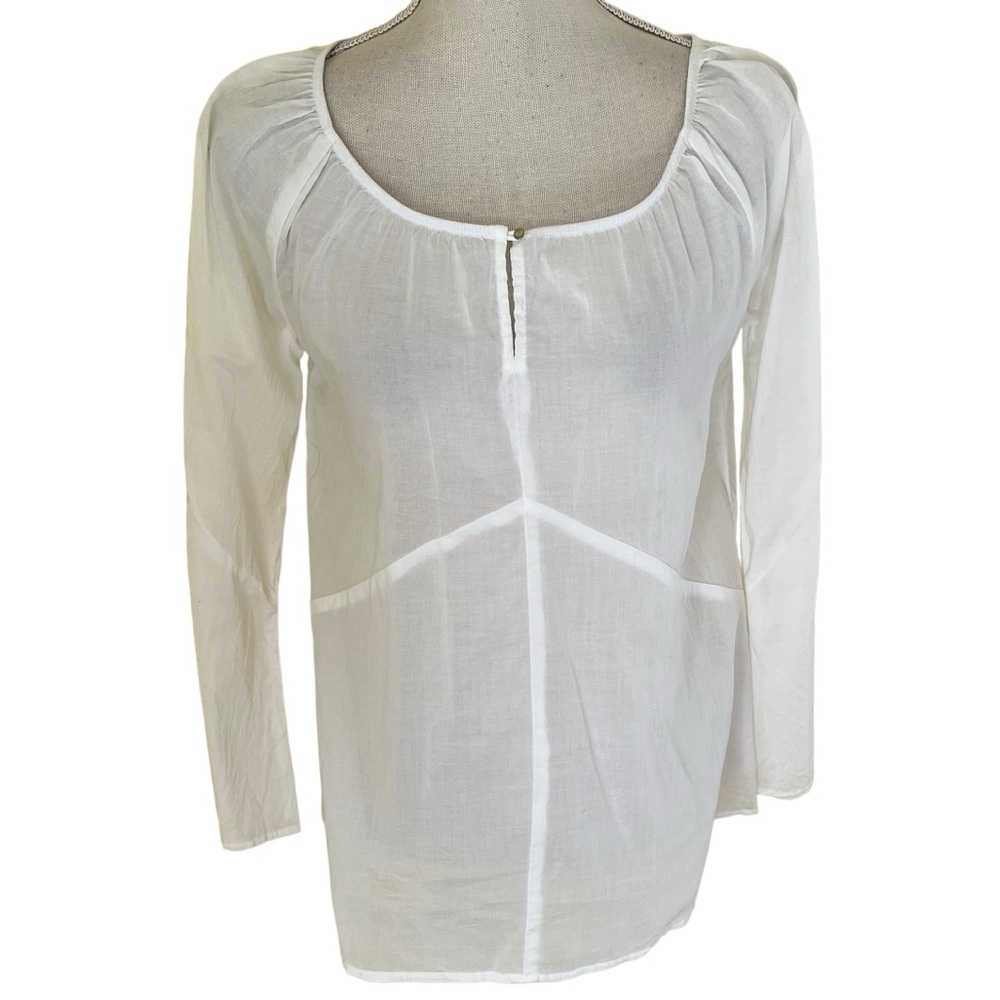 Talbots White Cotton Peasant Style Blouse 4